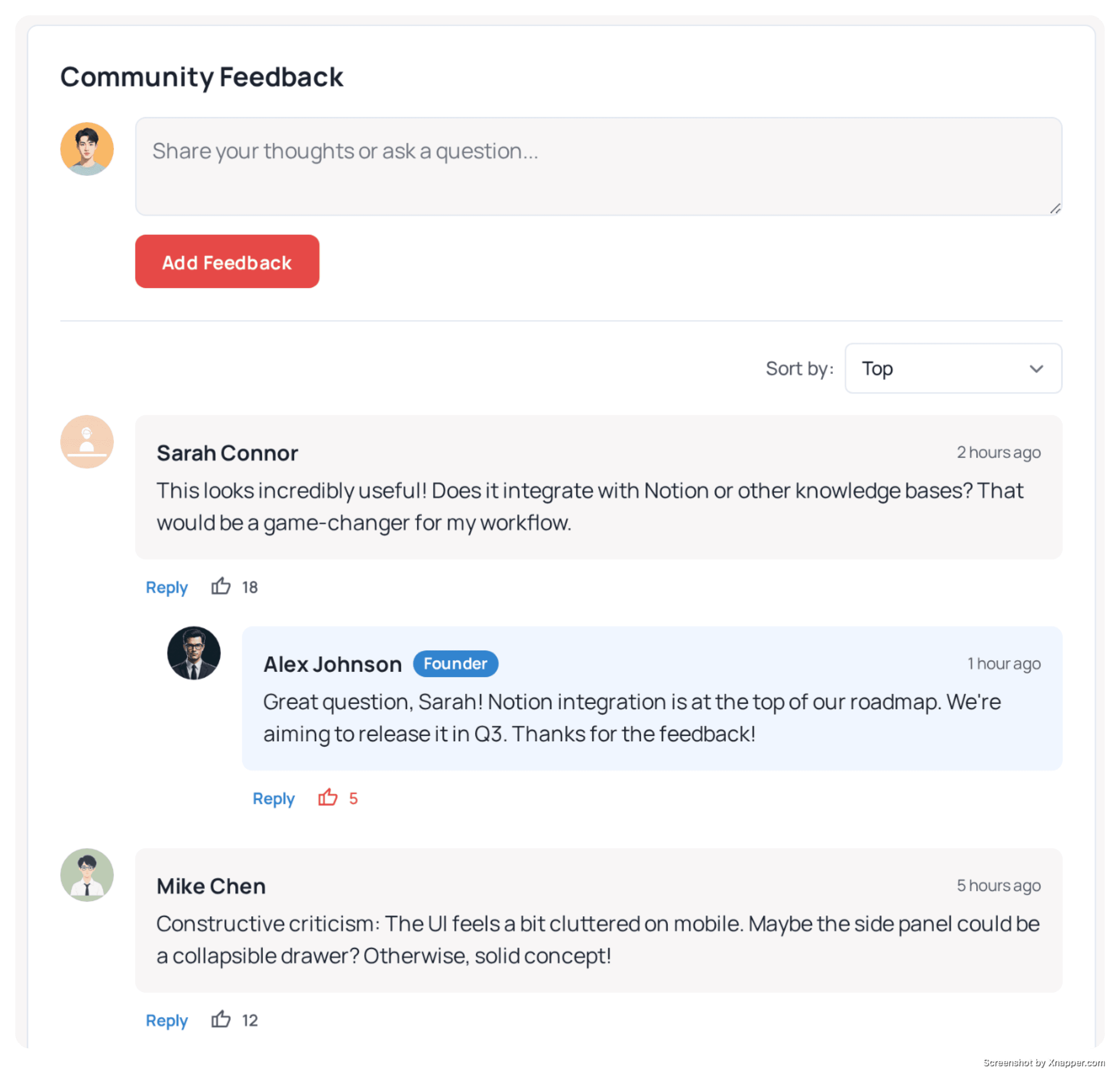 Community feedback and voting